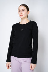 Lorena Antoniazzi Cotton Stretch Long Sleeve Top in Black Vancouver. Shop Online or in Store.
