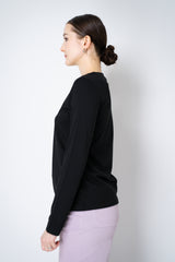 Lorena Antoniazzi Cotton Stretch Long Sleeve Top in Black Vancouver. Shop Online or in Store.