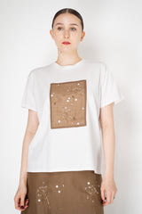 Lorena Antoniazzi Cotton T-Shirt With Beading Floral Embroidery in White Vancouver. Shop Online or in Store.