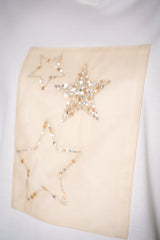 Lorena Antoniazzi Cotton T-Shirt With Sequin Star Embroidery in White Vancouver. Shop Online or in Store