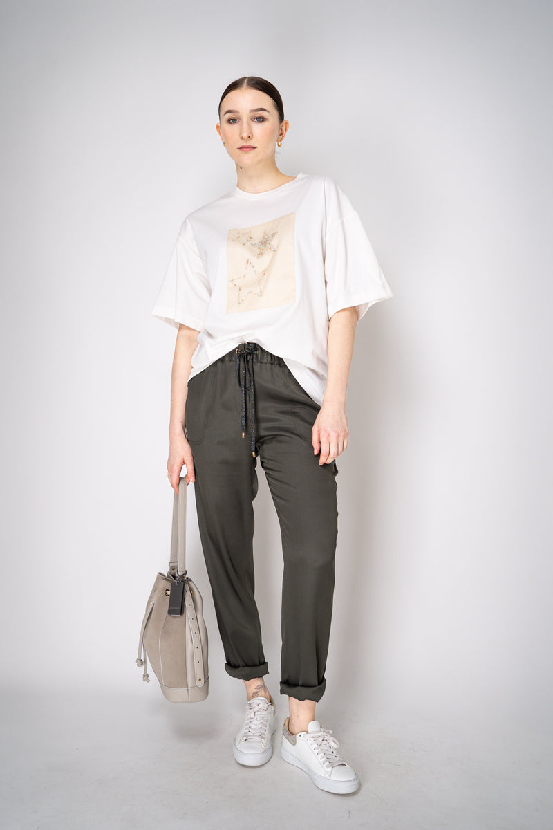 Lorena Antoniazzi Cotton T-Shirt With Sequin Star Embroidery in White Vancouver. Shop Online or in Store