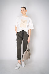 Lorena Antoniazzi Cotton T-Shirt With Sequin Star Embroidery in White Vancouver. Shop Online or in Store