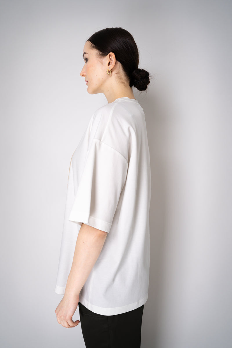 Lorena Antoniazzi Cotton T-Shirt With Sequin Star Embroidery in White Vancouver. Shop Online or in Store