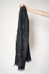 Lorena Antoniazzi Cotton Wool Fringed Scarf with Star Lurex Embroidery in Dark Grey Vancouver. Shop Online or in Store.