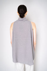 Lorena Antoniazzi Cowl Neck Drapy Knit Top with All Over Sequins in Grey Vancouver. Shop Online or in Store