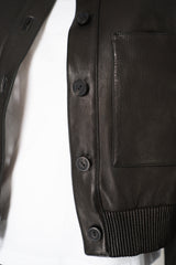 Lorena Antoniazzi Cropped Leather Bomber Jacket in Soft Black Vancouver. Shop Online or in Store.