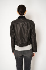 Lorena Antoniazzi Cropped Leather Bomber Jacket in Soft Black Vancouver. Shop Online or in Store.