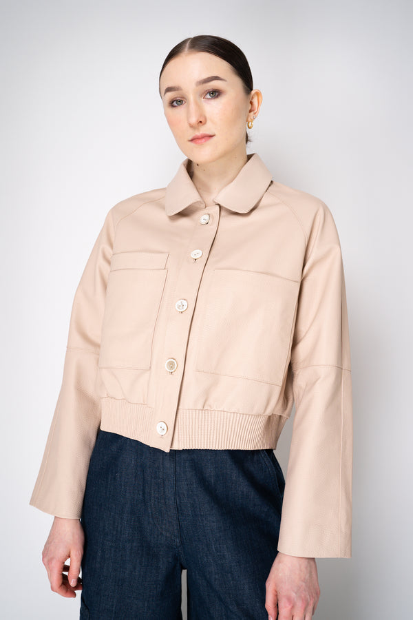 Lorena Antoniazzi Cropped Leather Jacket in Rosewood Pink Vancouver. Shop Online or in Store