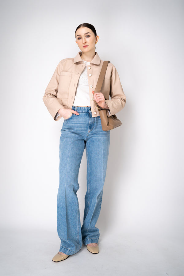Lorena Antoniazzi Cropped Leather Jacket in Rosewood Pink Vancouver. Shop Online or in Store