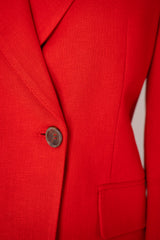 Lorena Antoniazzi Double Breasted Linen Blazer in Red Vancouver. Shop Online or in Store
