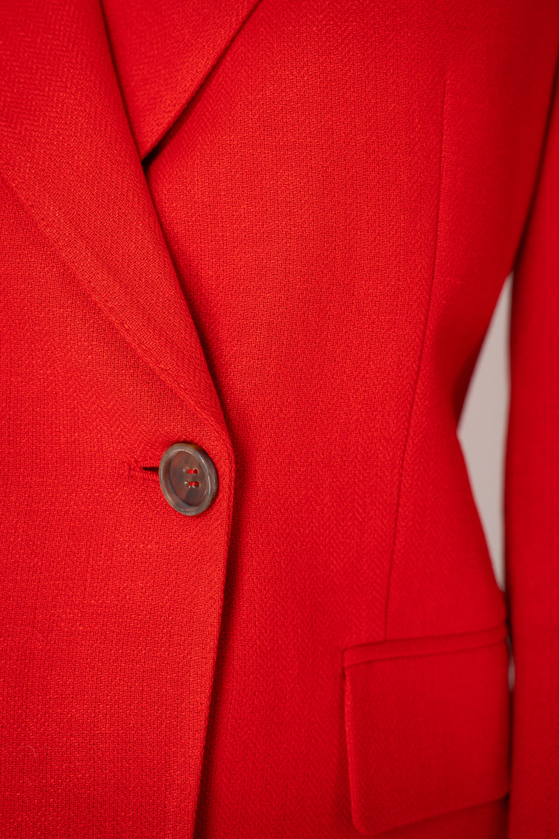 Lorena Antoniazzi Double Breasted Linen Blazer in Red Vancouver. Shop Online or in Store