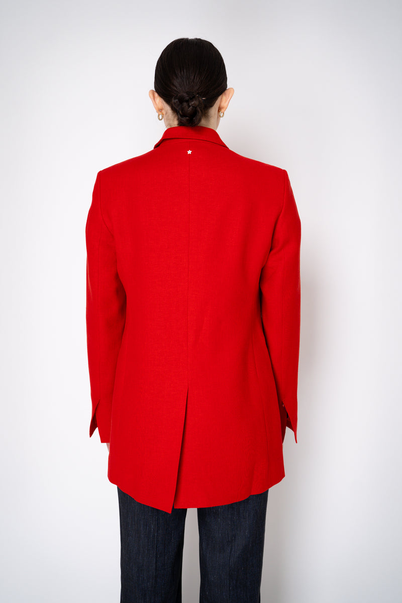 Lorena Antoniazzi Double Breasted Linen Blazer in Red Vancouver. Shop Online or in Store