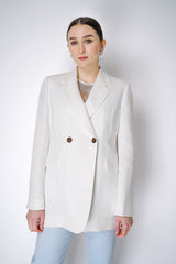 Lorena Antoniazzi Double Breasted Linen Blazer in White Vancouver. Shop Online or in Store.