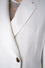 Lorena Antoniazzi Double Breasted Linen Blazer in White Vancouver. Shop Online or in Store.
