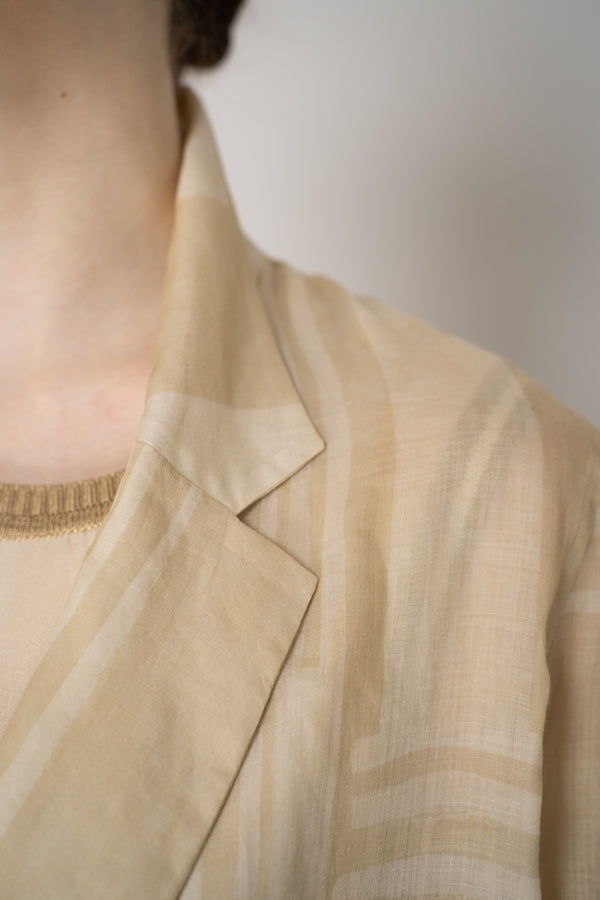 Lorena Antoniazzi Double Breasted Ramie Blazer in Beige Vancouver. Shop Online or in Store.