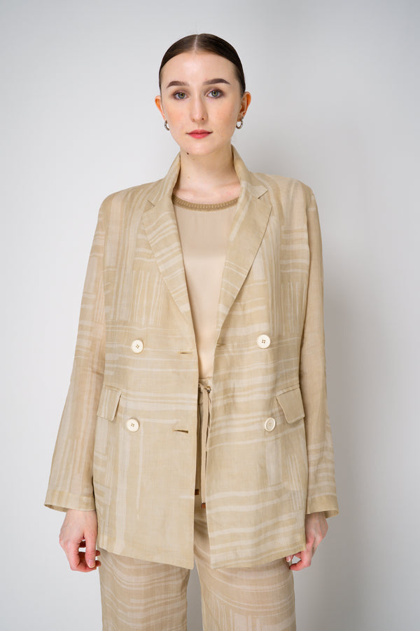 Lorena Antoniazzi Double Breasted Ramie Blazer in Beige Vancouver. Shop Online or in Store.