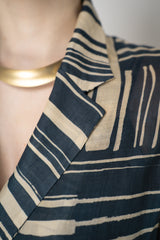 Lorena Antoniazzi Double Breasted Ramie Blazer in Blue and Beige Vancouver. Shop Online or in Store.