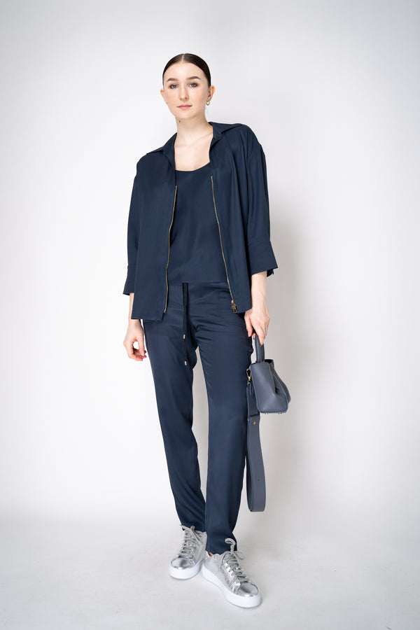 Lorena Antoniazzi Feather Weight Silk Blend Camisole in Navy Vancouver. Shop Online or in Store