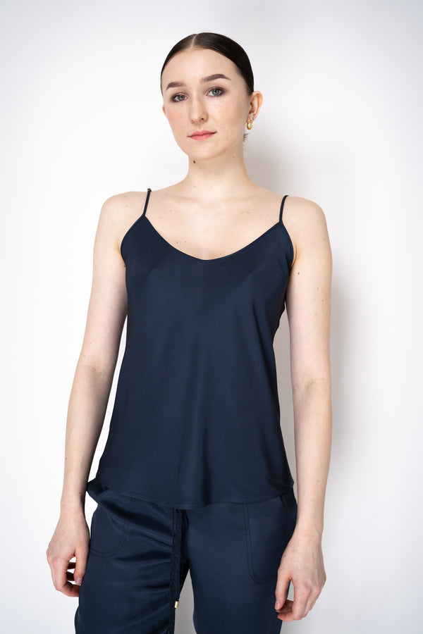 Lorena Antoniazzi Feather Weight Silk Blend Camisole in Navy Vancouver. Shop Online or in Store