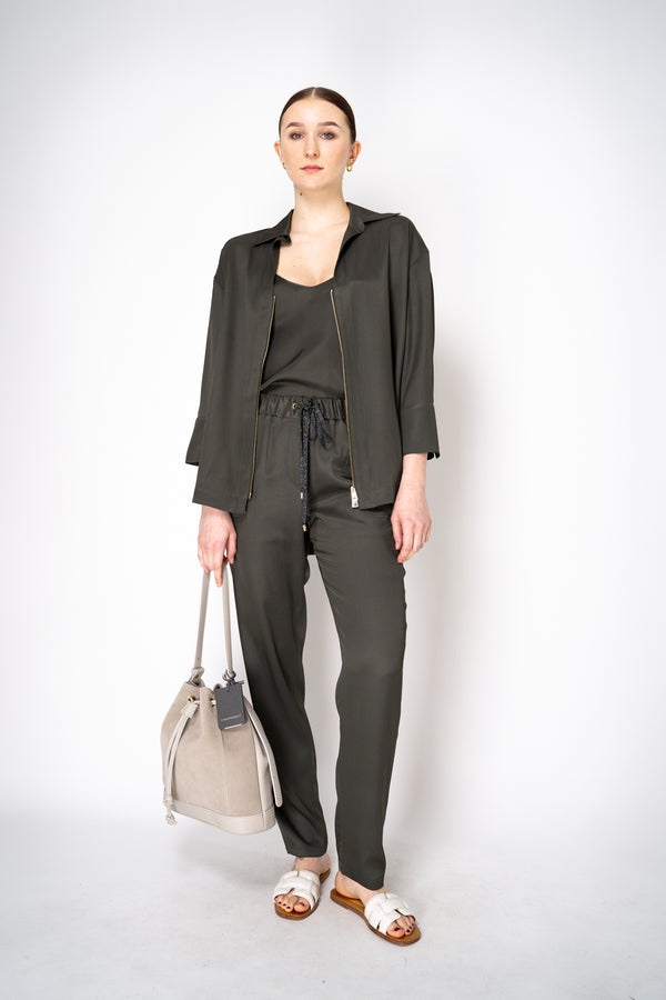 Lorena Antoniazzi Feather Weight Silk Blend Camisole in Olive Green Vancouver. Shop Online or in Store