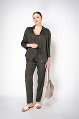 Lorena Antoniazzi Feather Weight Silk Blend Camisole in Olive Green Vancouver. Shop Online or in Store