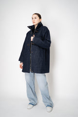 Lorena Antoniazzi Flannel Alpaca Coat with Buckle Snaps in Navy Vancouver. Shop Online or in Store.