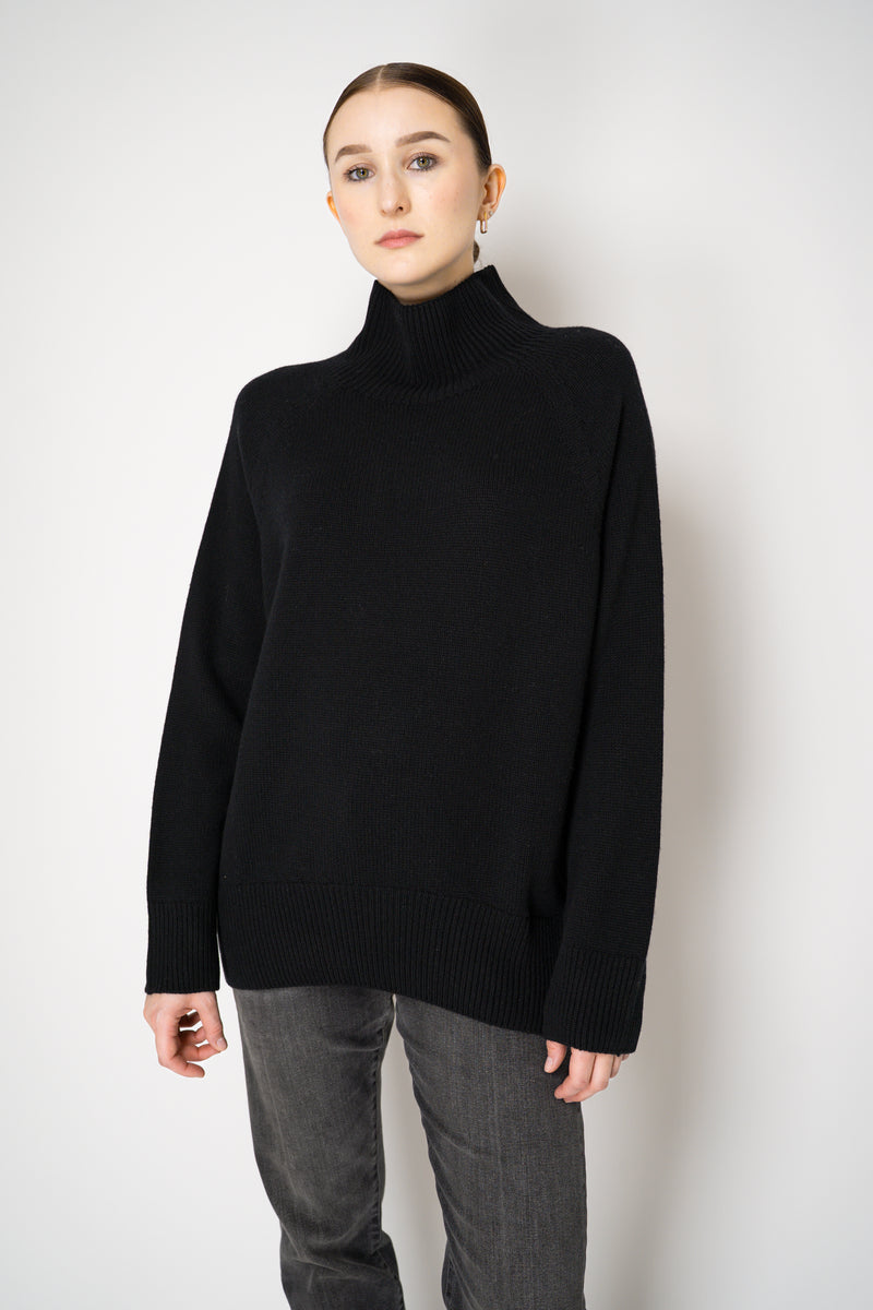 Lorena Antoniazzi Funnel Neck Cashmere Knit Pullover in Black Vancouver. Shop Online or in Store.
