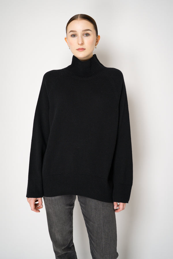 Lorena Antoniazzi Funnel Neck Cashmere Knit Pullover in Black Vancouver. Shop Online or in Store.