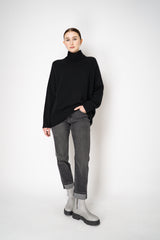 Lorena Antoniazzi Funnel Neck Cashmere Knit Pullover in Black Vancouver. Shop Online or in Store.