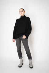 Lorena Antoniazzi Funnel Neck Cashmere Knit Pullover in Black Vancouver. Shop Online or in Store.