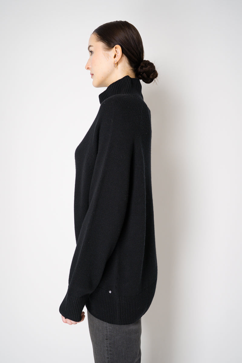 Lorena Antoniazzi Funnel Neck Cashmere Knit Pullover in Black Vancouver. Shop Online or in Store.