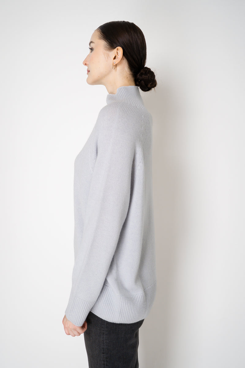 Lorena Antoniazzi Funnel Neck Cashmere Knit Pullover in Ice Blue Grey Vancouver. Shop Online or in Store.