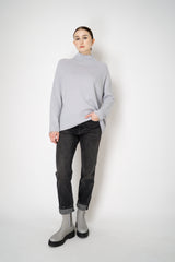 Lorena Antoniazzi Funnel Neck Cashmere Knit Pullover in Ice Blue Grey Vancouver. Shop Online or in Store.