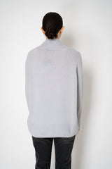 Lorena Antoniazzi Funnel Neck Cashmere Knit Pullover in Ice Blue Grey Vancouver. Shop Online or in Store.