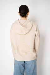 Lorena Antoniazzi Fur Stitch Checkered Knit Hooded Pullover in Sand Beige Vancouver. Shop Online or in Store.