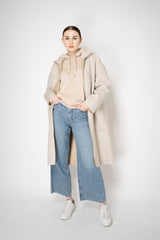Lorena Antoniazzi Fur Stitch Checkered Knit Hooded Pullover in Sand Beige Vancouver. Shop Online or in Store.