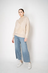 Lorena Antoniazzi Fur Stitch Checkered Knit Hooded Pullover in Sand Beige Vancouver. Shop Online or in Store.