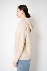 Lorena Antoniazzi Fur Stitch Checkered Knit Hooded Pullover in Sand Beige Vancouver. Shop Online or in Store.