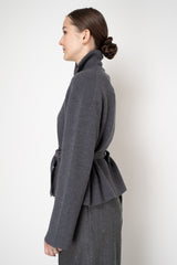 Lorena Antoniazzi High Neck Cropped Zip Cardigan with Tie Waist in Grey