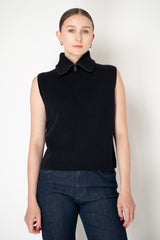 Lorena Antoniazzi High Neck Knit Cashmere Vest in Navy Vancouver. Shop Online or in Store.