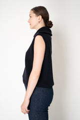 Lorena Antoniazzi High Neck Knit Cashmere Vest in Navy Vancouver. Shop Online or in Store.