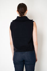 Lorena Antoniazzi High Neck Knit Cashmere Vest in Navy Vancouver. Shop Online or in Store.