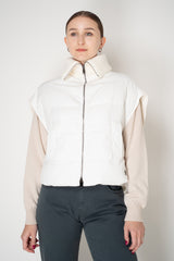 Lorena Antoniazzi High Neck Zip Vest with Knit Back in Ivory Vancouver. Shop Online or in Store.