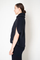 Lorena Antoniazzi High Neck Zip Vest with Knit Back in Navy Vancouver. Shop Online or in Store.