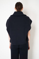 Lorena Antoniazzi High Neck Zip Vest with Knit Back in Navy Vancouver. Shop Online or in Store.