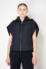 Lorena Antoniazzi High Neck Zip Vest with Knit Back in Navy Vancouver. Shop Online or in Store.