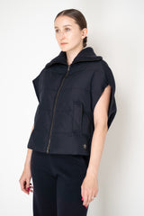 Lorena Antoniazzi High Neck Zip Vest with Knit Back in Navy Vancouver. Shop Online or in Store.