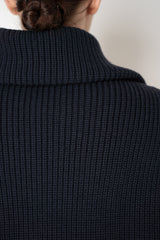 Lorena Antoniazzi High Neck Zip Vest with Knit Back in Navy Vancouver. Shop Online or in Store.