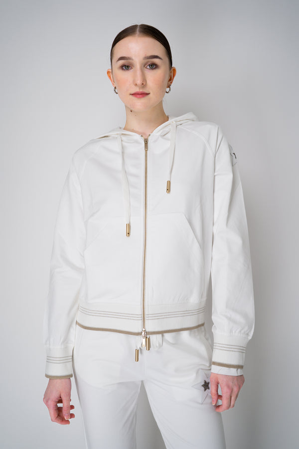 Lorena Antoniazzi Hooded Cotton Track Jacket in White Vancouver. Shop Online or in Store.