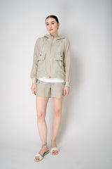 Lorena Antoniazzi Hooded Ramie Cargo Jacket in Clay Vancouver. Shop Online or in Store.